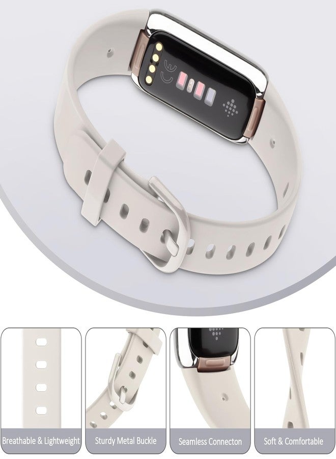AK Sport Band Compatible with Fitbit Luxe Bands for Women Men, Soft Silicone Replacement Sport Straps Wristbands for Fitbit Luxe Fitness and Wellness Tracker (Small,Starlight) - Image 3